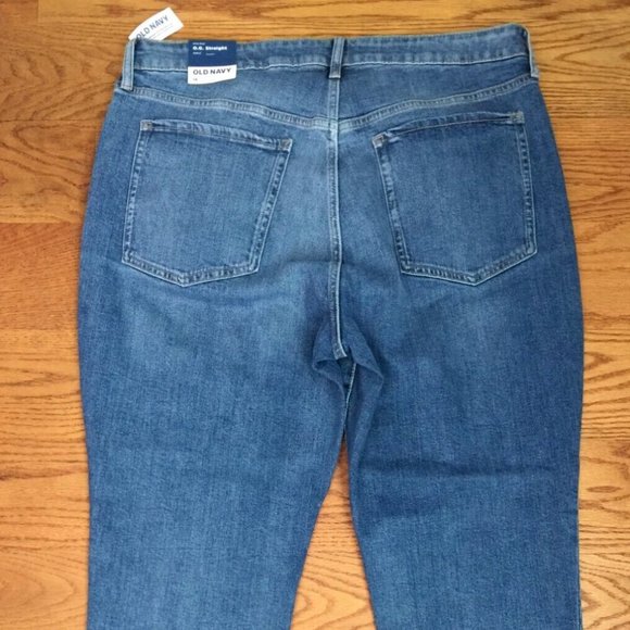 OLD NAVY OG STRAIGHT HIGH RISE JEANS WOMENS 18 BLUE STRETCH DENIM ANKLE 39"x28" - Picture 7 of 16